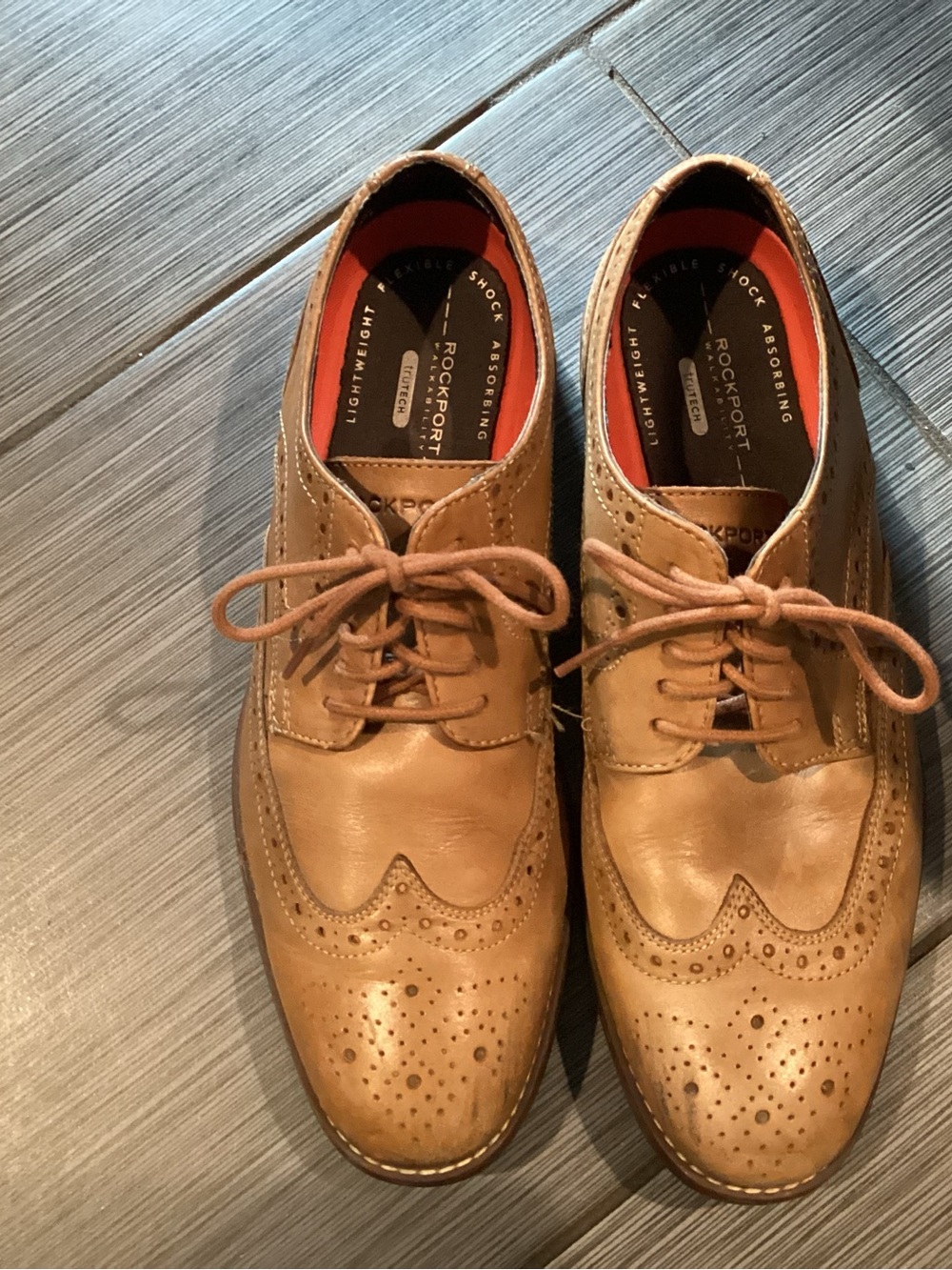 Rockport Men’s Tan Leather Brogue Derby Oxfords